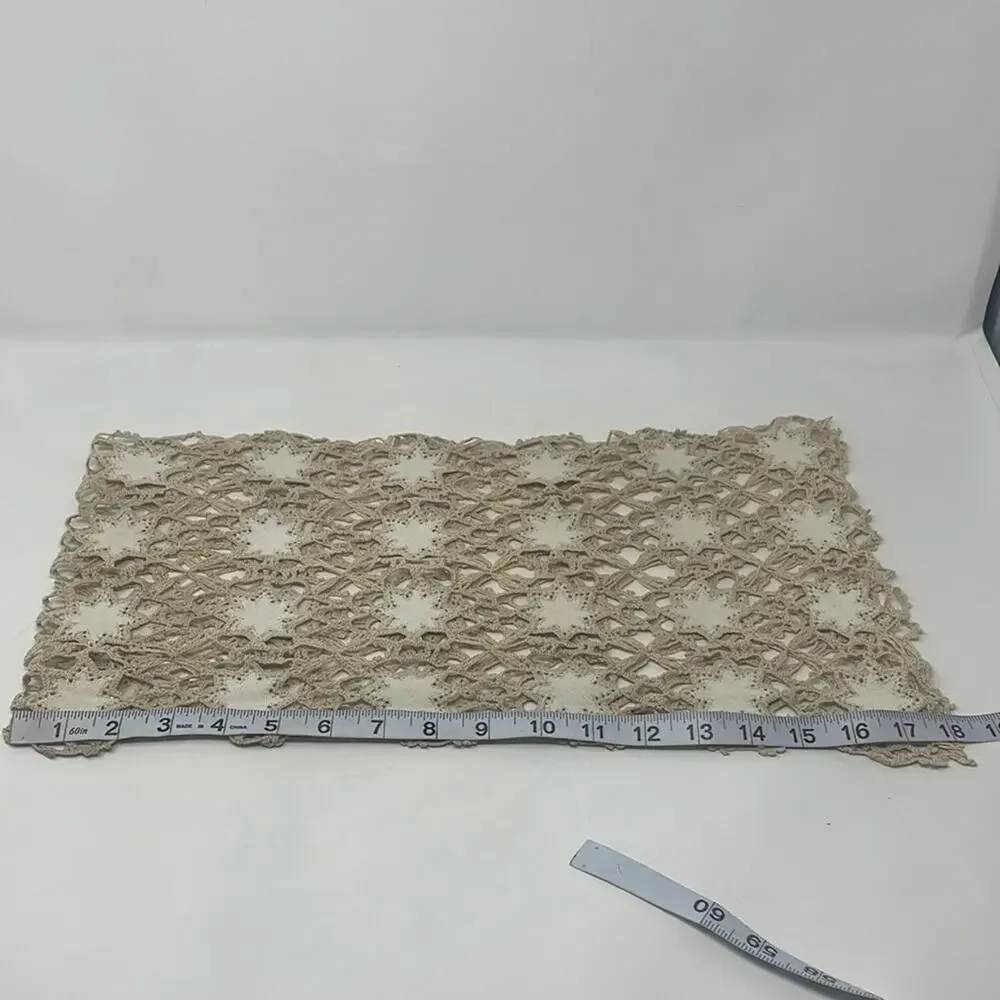 Vintage Handmade Shabby Chic Farmhouse Large Crochet Table Runner